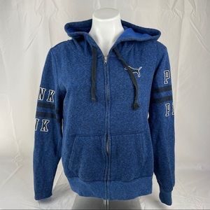 Pink Brand Blue & Black Zip Up Hooded Sweatshirt